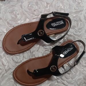 Michael Kors Black and Brown Patent Leather Sandals